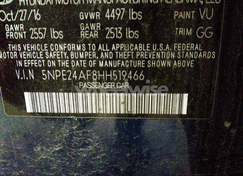 Photo 9 of 2017 Hyundai Sonata SE (VIN 5NPE24AF8HH519466)