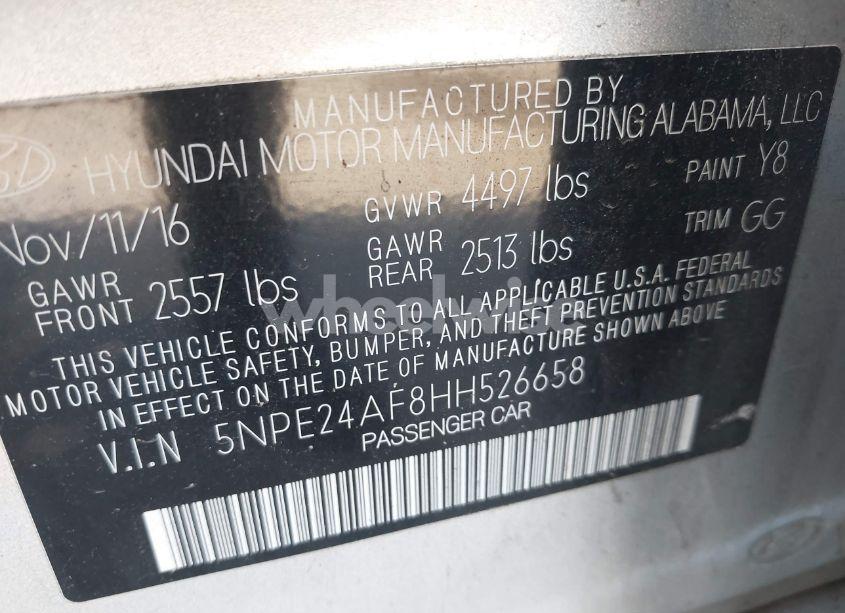 Photo 9 of 2017 Hyundai Sonata SE (VIN 5NPE24AF8HH526658)