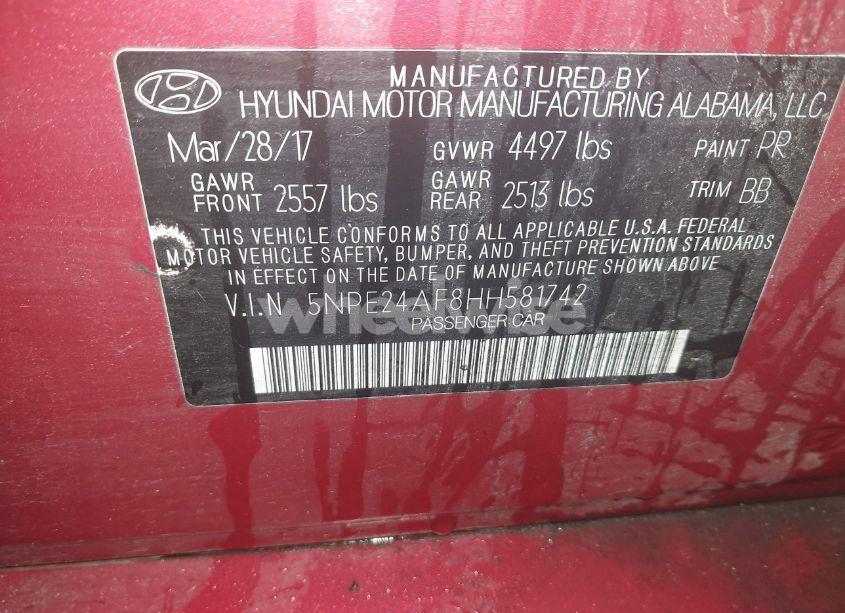 Photo 9 of 2017 Hyundai Sonata SE (VIN 5NPE24AF8HH581742)