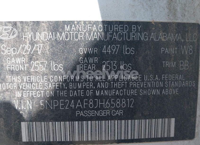 Photo 9 of 2018 Hyundai Sonata SE (VIN 5NPE24AF8JH658812)