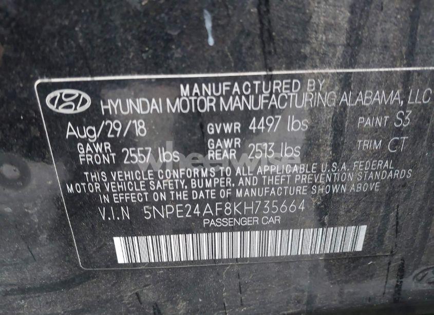 Photo 9 of 2019 Hyundai Sonata SE (VIN 5NPE24AF8KH735664)