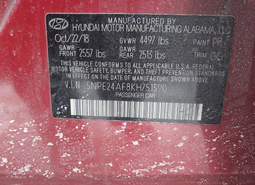 Photo 9 of 2019 Hyundai Sonata SE (VIN 5NPE24AF8KH751590)