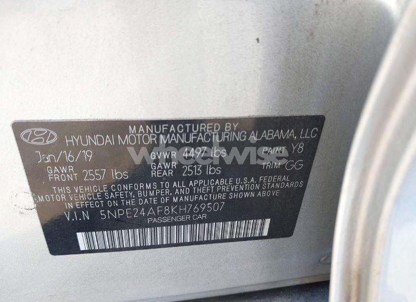 Photo 9 of 2019 Hyundai Sonata SE (VIN 5NPE24AF8KH769507)