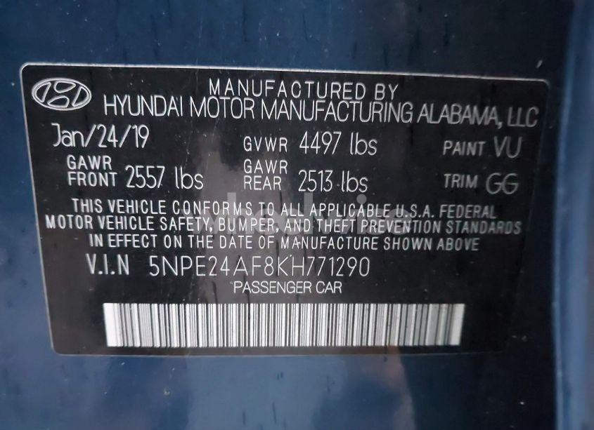 Photo 9 of 2019 Hyundai Sonata SE (VIN 5NPE24AF8KH771290)