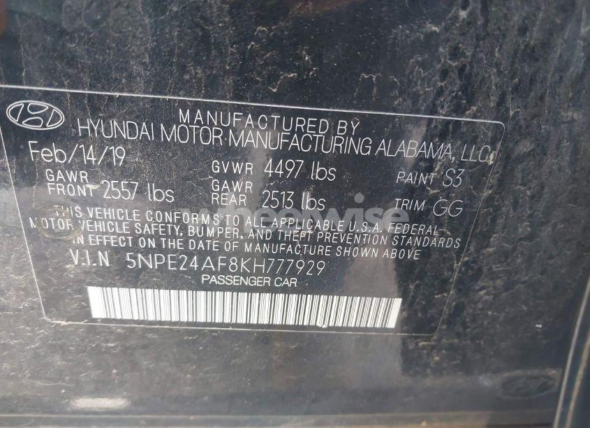 Photo 9 of 2019 Hyundai Sonata SE (VIN 5NPE24AF8KH777929)