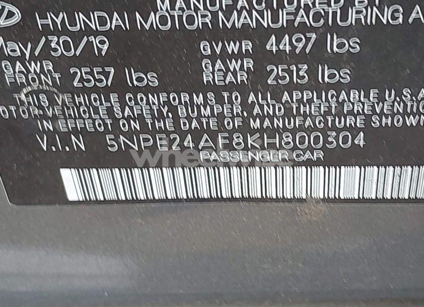 Photo 9 of 2019 Hyundai Sonata SE (VIN 5NPE24AF8KH800304)