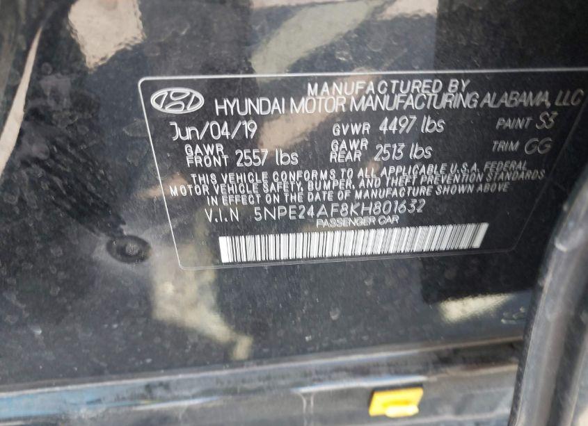 Photo 9 of 2019 Hyundai Sonata SE (VIN 5NPE24AF8KH801632)