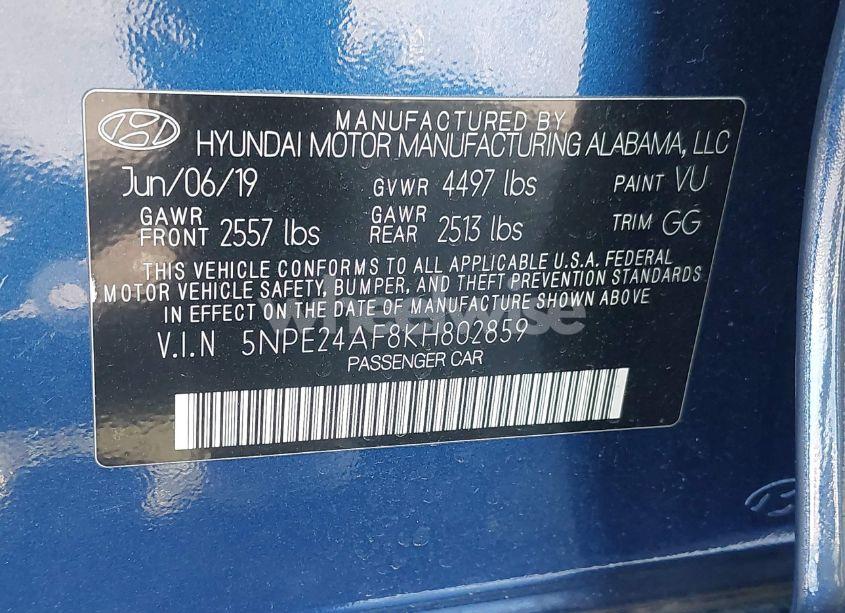 Photo 9 of 2019 Hyundai Sonata SE (VIN 5NPE24AF8KH802859)