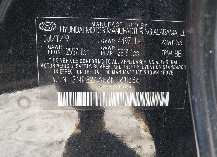 Photo 9 of 2019 Hyundai Sonata SE (VIN 5NPE24AF8KH811366)