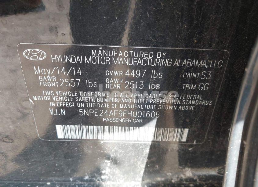 Photo 9 of 2015 Hyundai Sonata SE (VIN 5NPE24AF9FH001606)