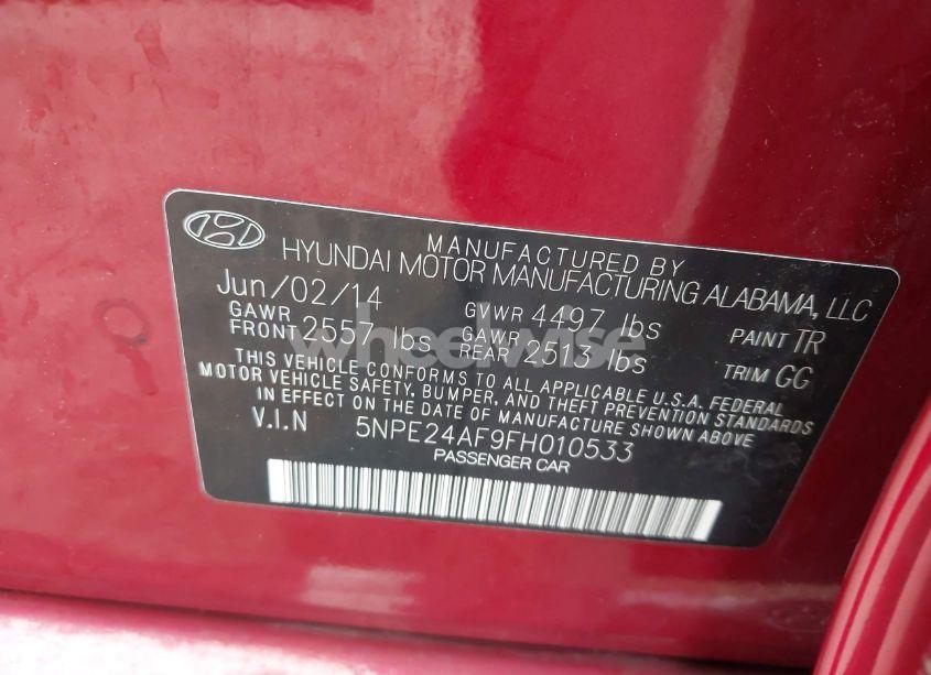 Photo 9 of 2015 Hyundai Sonata SE (VIN 5NPE24AF9FH010533)