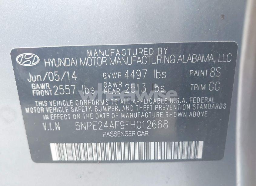 Photo 9 of 2015 Hyundai Sonata SE (VIN 5NPE24AF9FH012668)