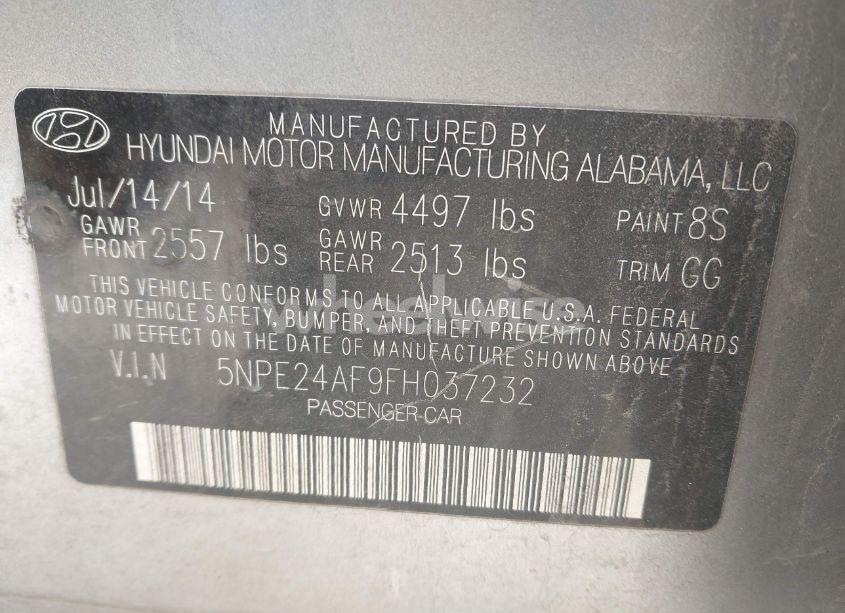 Photo 9 of 2015 Hyundai Sonata SE (VIN 5NPE24AF9FH037232)