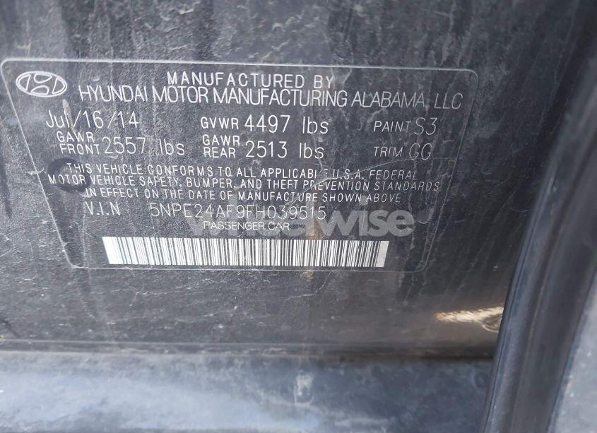 Photo 9 of 2015 Hyundai Sonata SE (VIN 5NPE24AF9FH039515)
