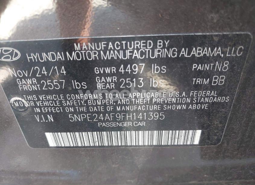 Photo 9 of 2015 Hyundai Sonata SE (VIN 5NPE24AF9FH141395)