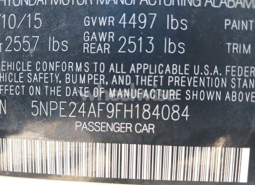 Photo 9 of 2015 Hyundai Sonata SE (VIN 5NPE24AF9FH184084)