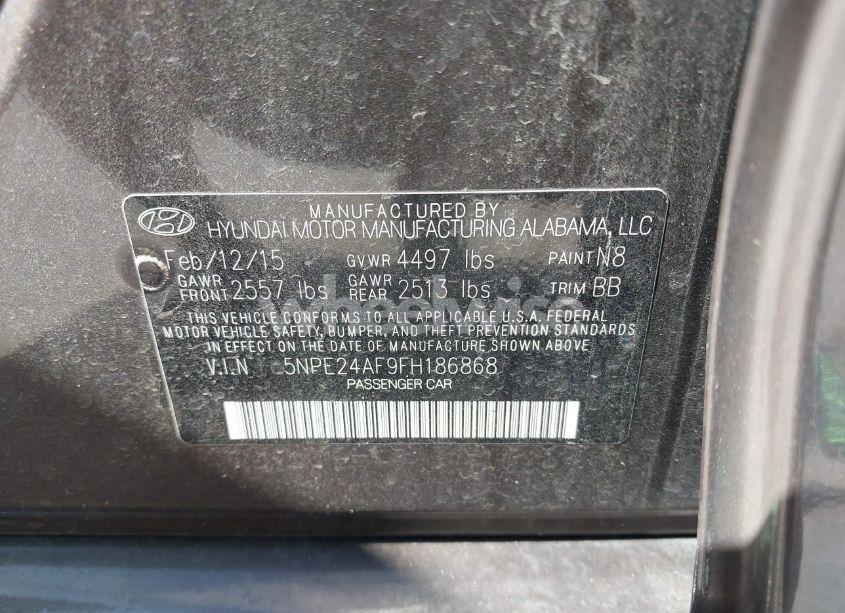 Photo 9 of 2015 Hyundai Sonata SE (VIN 5NPE24AF9FH186868)