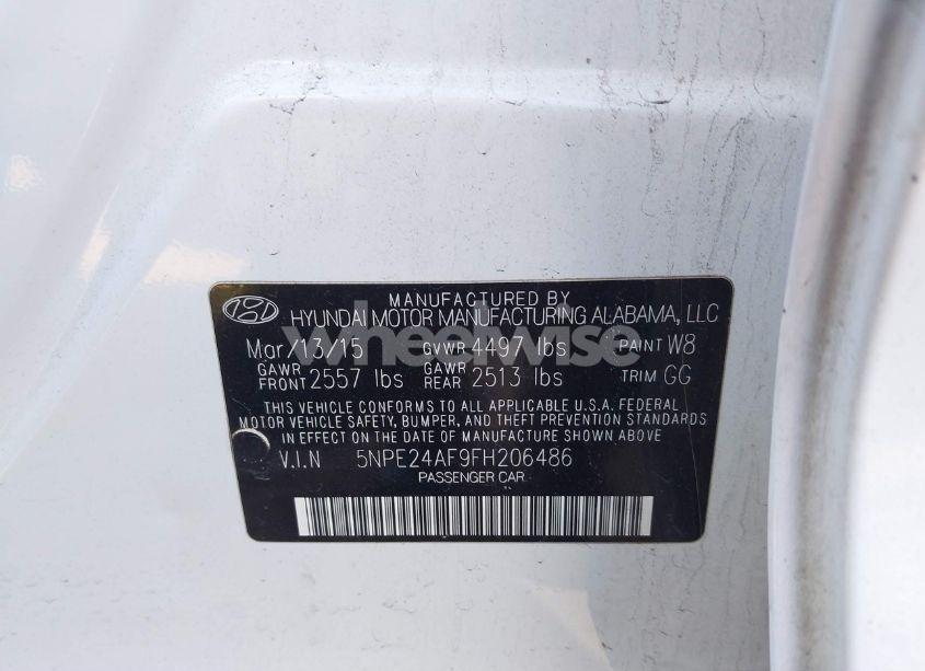 Photo 9 of 2015 Hyundai Sonata SE (VIN 5NPE24AF9FH206486)
