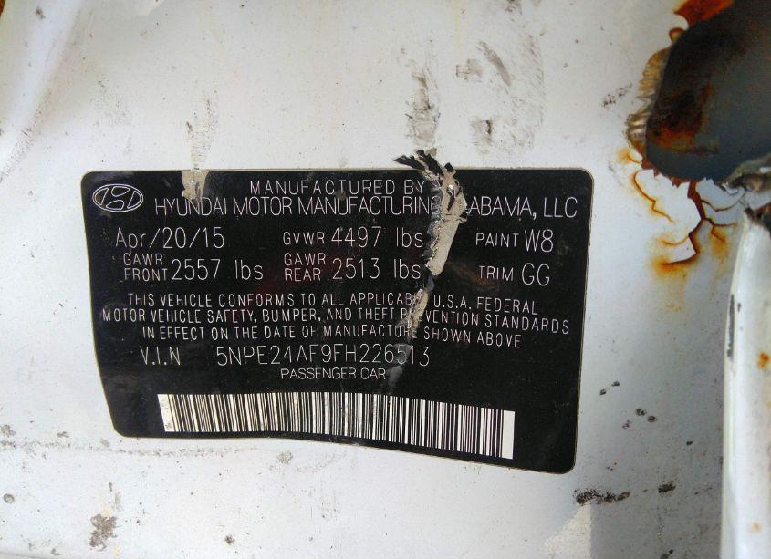 Photo 9 of 2015 Hyundai Sonata SE (VIN 5NPE24AF9FH226513)