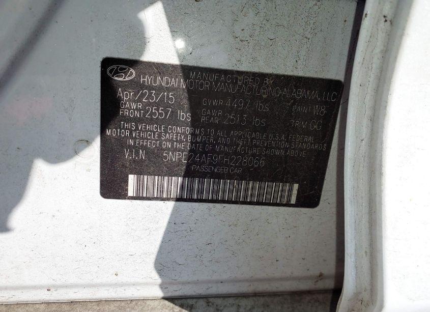 Photo 9 of 2015 Hyundai Sonata SE (VIN 5NPE24AF9FH228066)