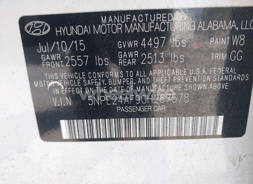 Photo 9 of 2016 Hyundai Sonata SE (VIN 5NPE24AF9GH267578)