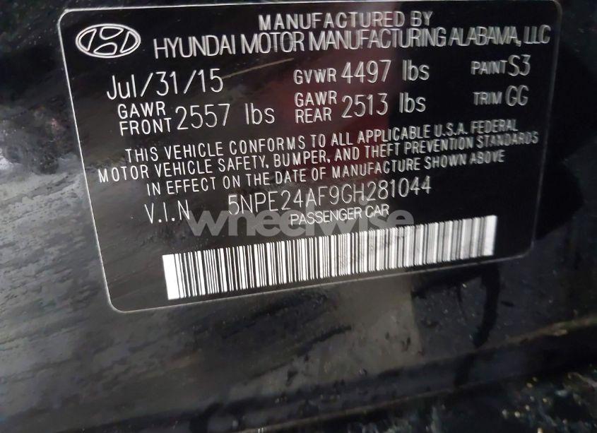 Photo 9 of 2016 Hyundai Sonata SE (VIN 5NPE24AF9GH281044)