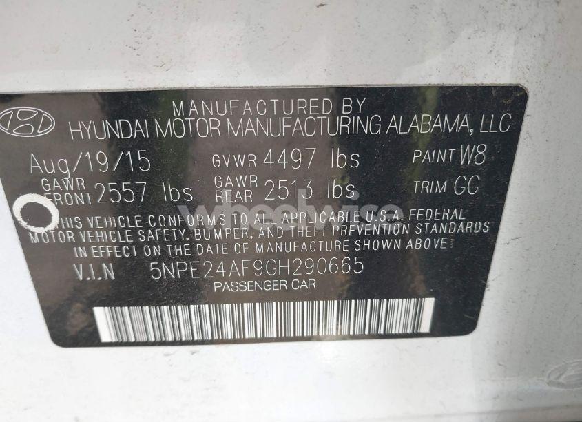 Photo 9 of 2016 Hyundai Sonata SE (VIN 5NPE24AF9GH290665)