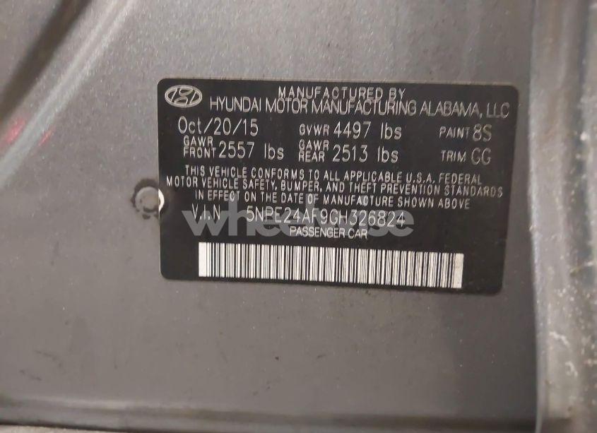 Photo 9 of 2016 Hyundai Sonata SE (VIN 5NPE24AF9GH326824)