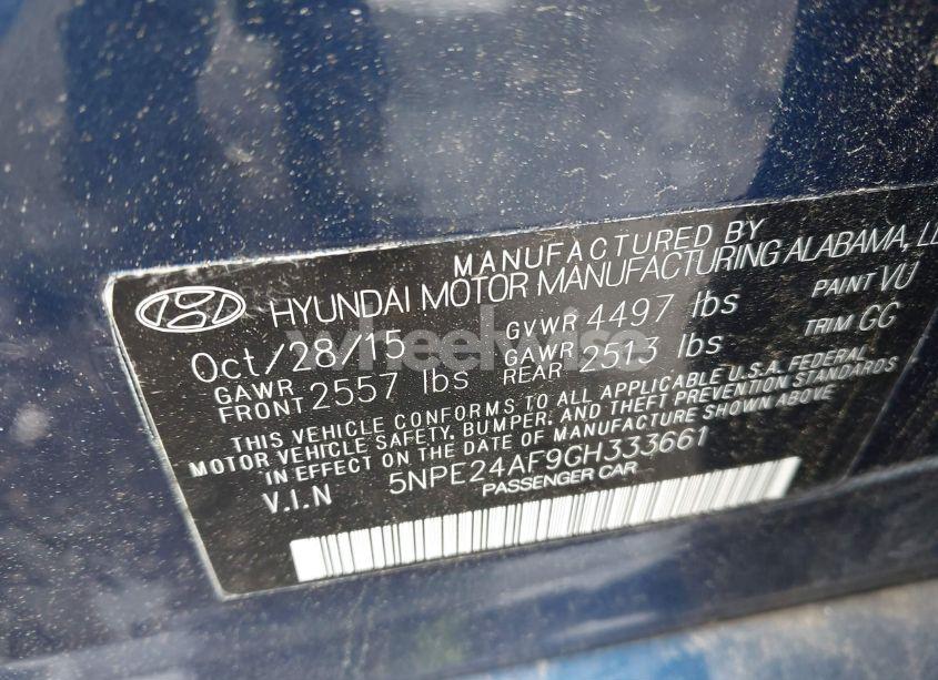 Photo 9 of 2016 Hyundai Sonata SE (VIN 5NPE24AF9GH333661)