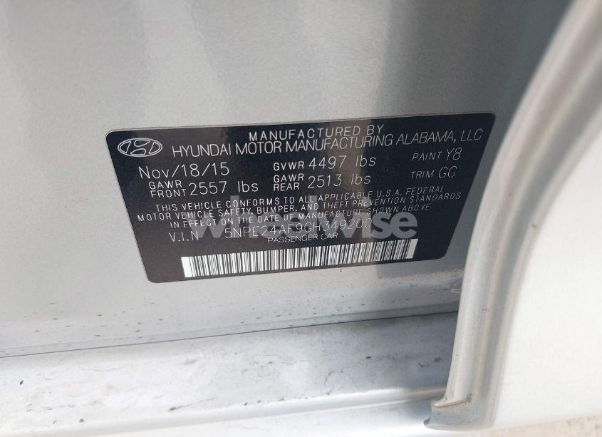 Photo 9 of 2016 Hyundai Sonata SE (VIN 5NPE24AF9GH349200)