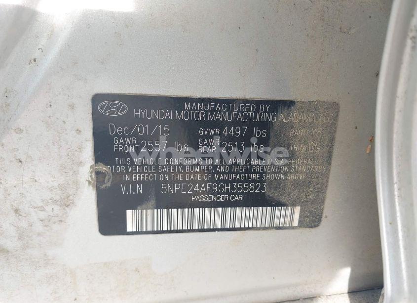 Photo 9 of 2016 Hyundai Sonata SE (VIN 5NPE24AF9GH355823)