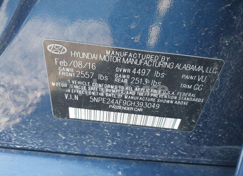 Photo 9 of 2016 Hyundai Sonata (VIN 5NPE24AF9GH393049)