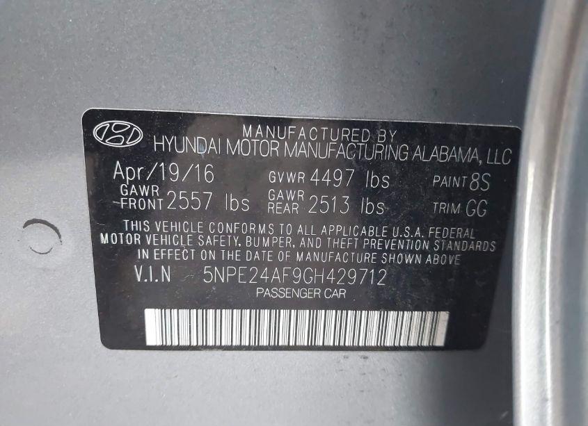 Photo 9 of 2016 Hyundai Sonata SE (VIN 5NPE24AF9GH429712)