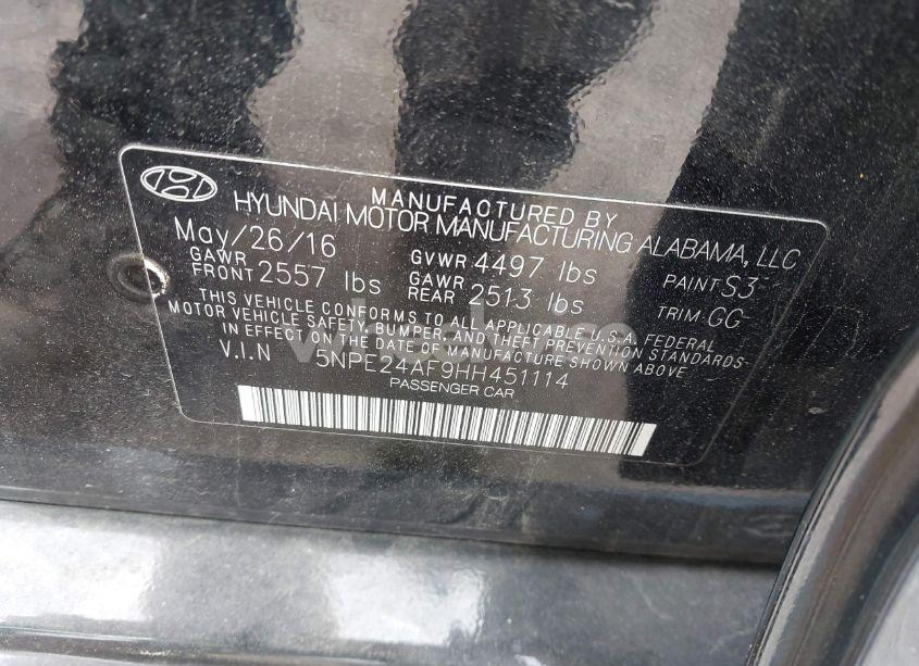 Photo 9 of 2017 Hyundai Sonata SE (VIN 5NPE24AF9HH451114)