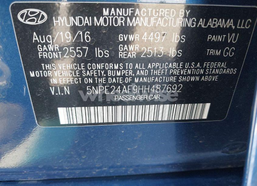Photo 9 of 2017 Hyundai Sonata (VIN 5NPE24AF9HH487692)
