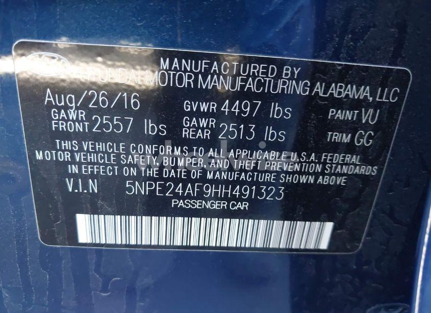 Photo 9 of 2017 Hyundai Sonata N/A (VIN 5NPE24AF9HH491323)