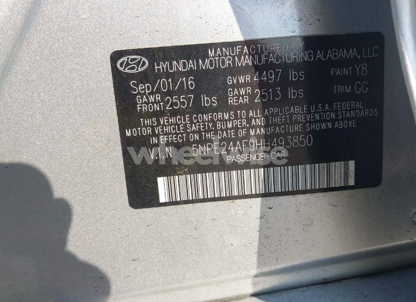 Photo 9 of 2017 Hyundai Sonata (VIN 5NPE24AF9HH493850)