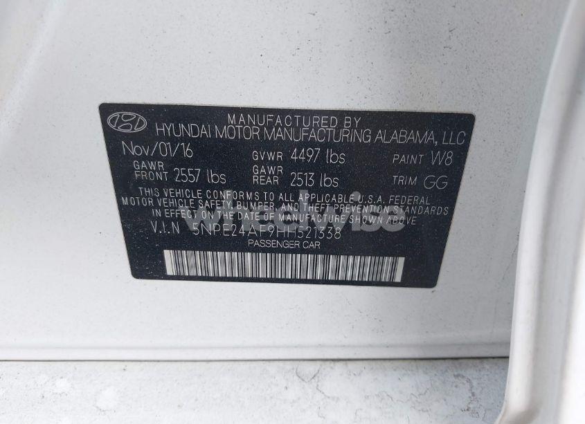 Photo 9 of 2017 Hyundai Sonata (VIN 5NPE24AF9HH521338)