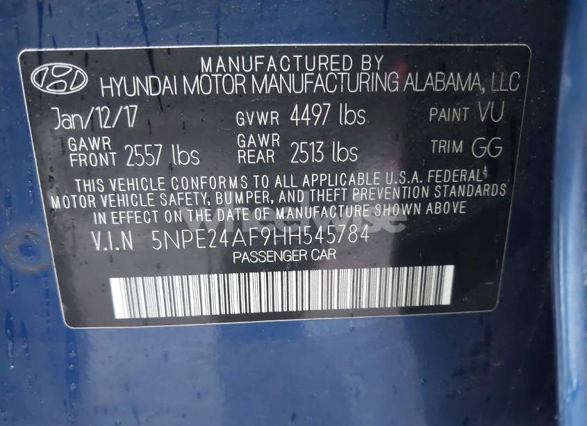 Photo 9 of 2017 Hyundai Sonata N/A (VIN 5NPE24AF9HH545784)