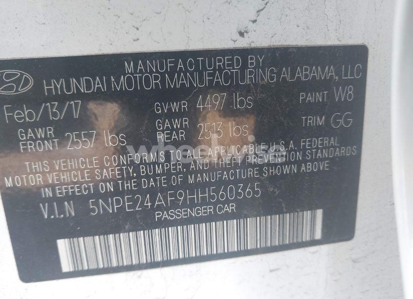 Photo 9 of 2017 Hyundai Sonata SE (VIN 5NPE24AF9HH560365)