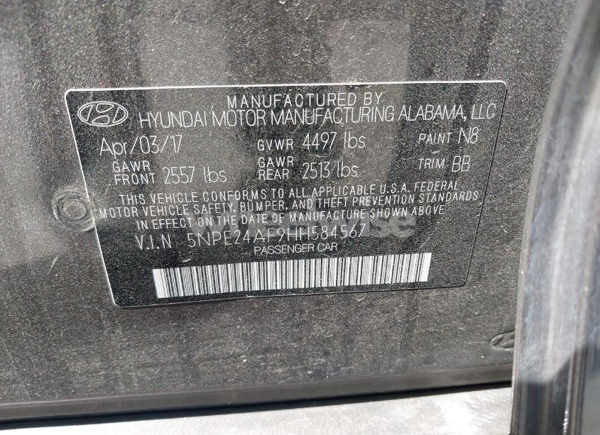 Photo 9 of 2017 Hyundai Sonata (VIN 5NPE24AF9HH584567)