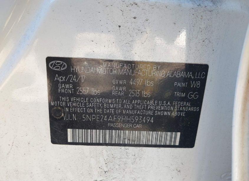 Photo 9 of 2017 Hyundai Sonata (VIN 5NPE24AF9HH593494)