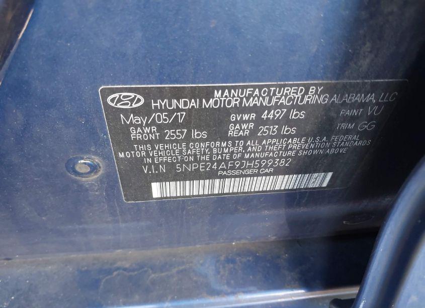 Photo 9 of 2018 Hyundai Sonata SE (VIN 5NPE24AF9JH599382)