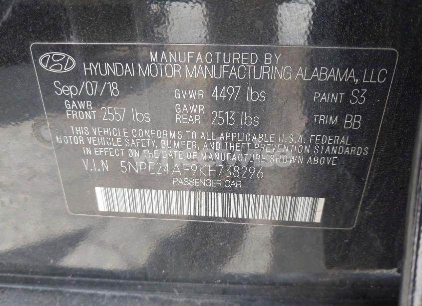 Photo 9 of 2019 Hyundai Sonata SE (VIN 5NPE24AF9KH738296)