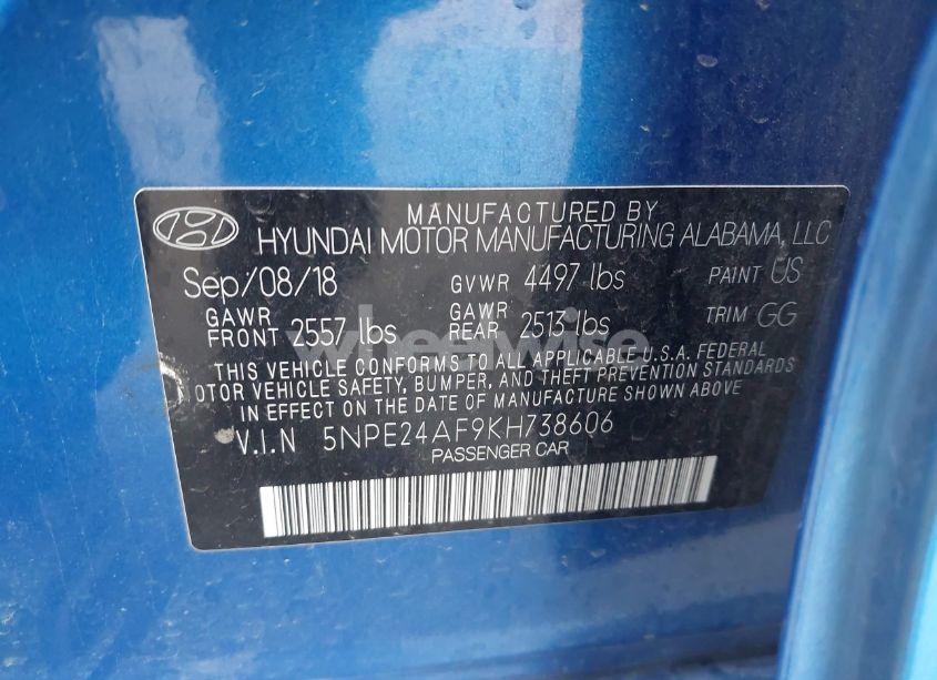 Photo 9 of 2019 Hyundai Sonata SE (VIN 5NPE24AF9KH738606)