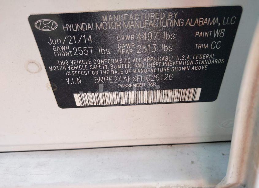 Photo 9 of 2015 Hyundai Sonata SE (VIN 5NPE24AFXFH026126)