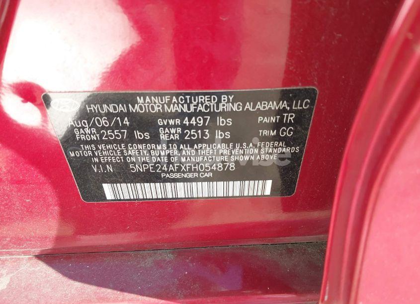 Photo 9 of 2015 Hyundai Sonata SE (VIN 5NPE24AFXFH054878)