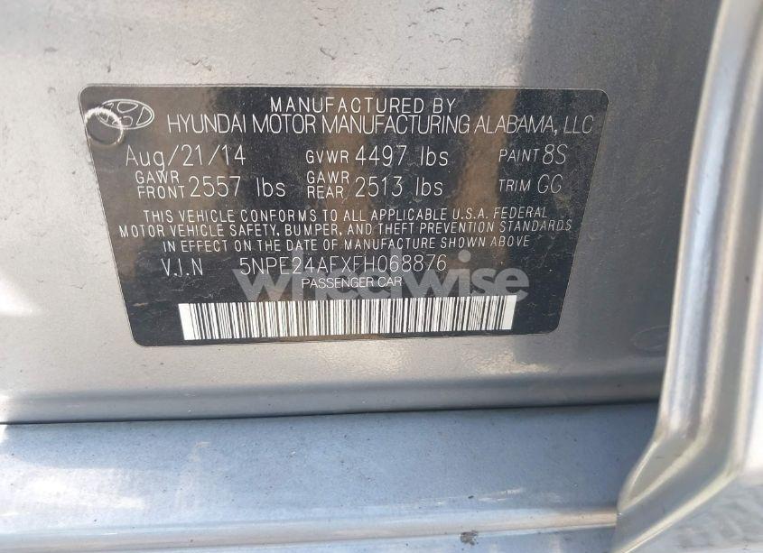 Photo 9 of 2015 Hyundai Sonata SE (VIN 5NPE24AFXFH068876)