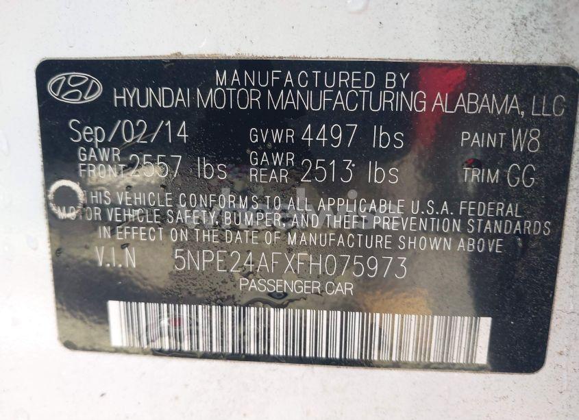 Photo 9 of 2015 Hyundai Sonata SE (VIN 5NPE24AFXFH075973)