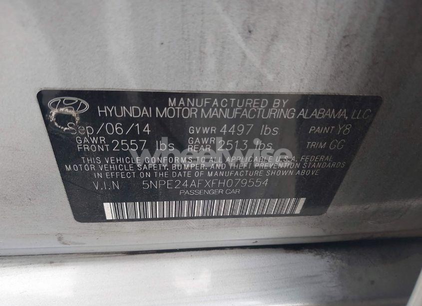 Photo 9 of 2015 Hyundai Sonata SE (VIN 5NPE24AFXFH079554)